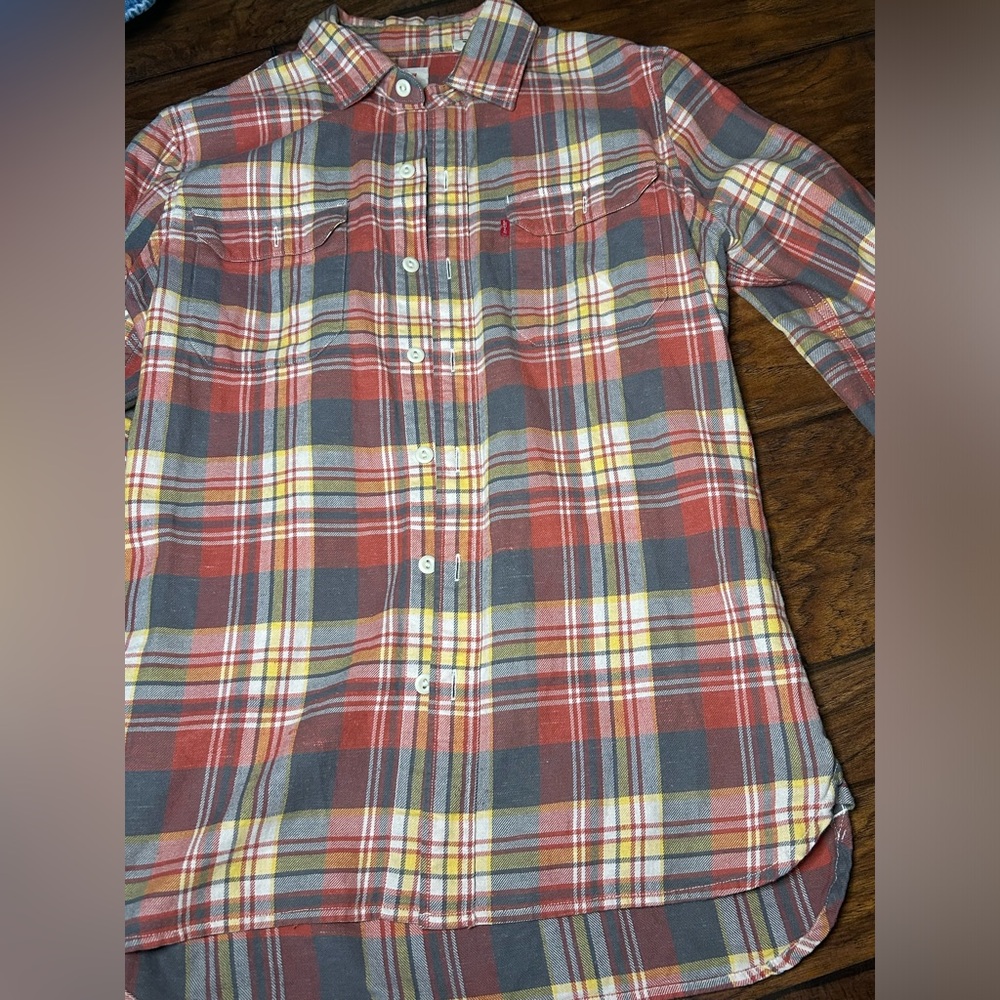 Levi's Plaid Flannel Casual Button Down Shirt Men's Small